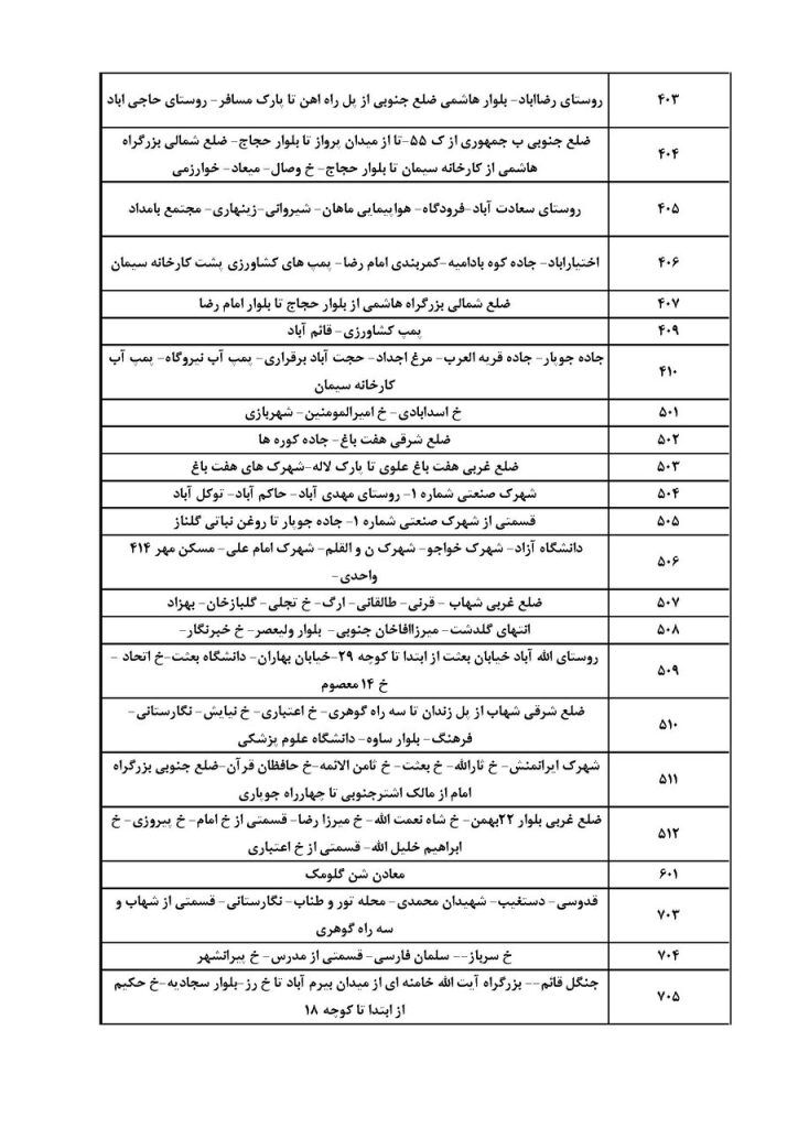 جدول قطعی برق کرمان امروز جمعه 10 مرداد 1404