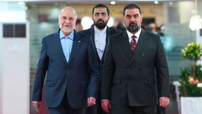 استقبال رسمی رئیس مجلس عراق از هیئت پارلمانی ایران به ریاست قالیباف
